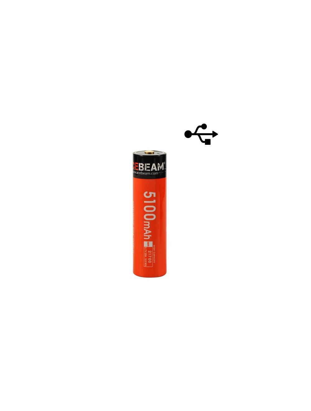 mist Weggooien Bakkerij Acebeam 21700 Batterij Oplaadbaar USB met Oplaadkabel kopen? Zaklampen.nl